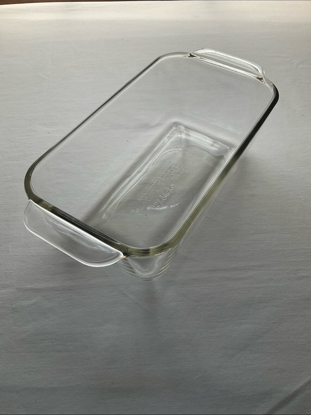 Vintage Pyrex Clear Glass Loaf Pan with Embossed Logo model 213